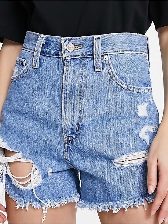 Levi's Pants - Levis Denim Distressed High-Waisted Mom Shorts